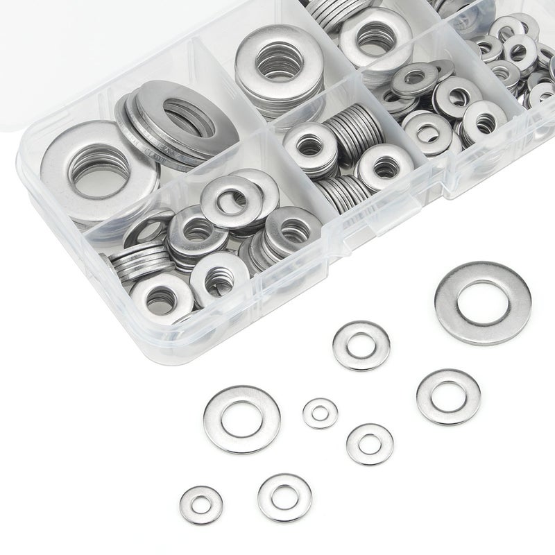 Sutemribor 260 Pieces 8 Sizes Stainless Steel Flat Washers, 1/2 3/8 5/16 1/4 12# 10# 8# 6# Hardware Gasket Assortment Kit - Image 3